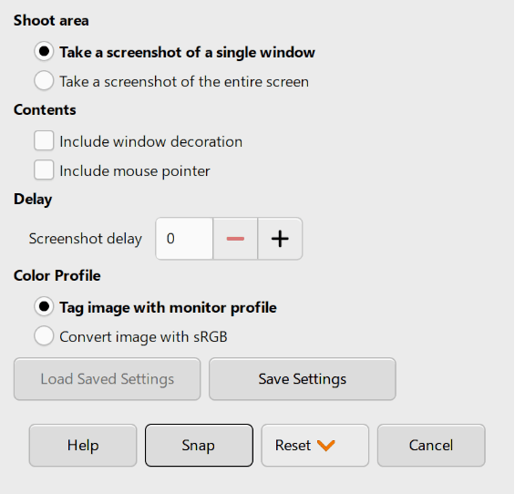 Create Screenshot plug-in GUI