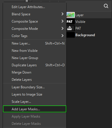 GIMP add layer mask